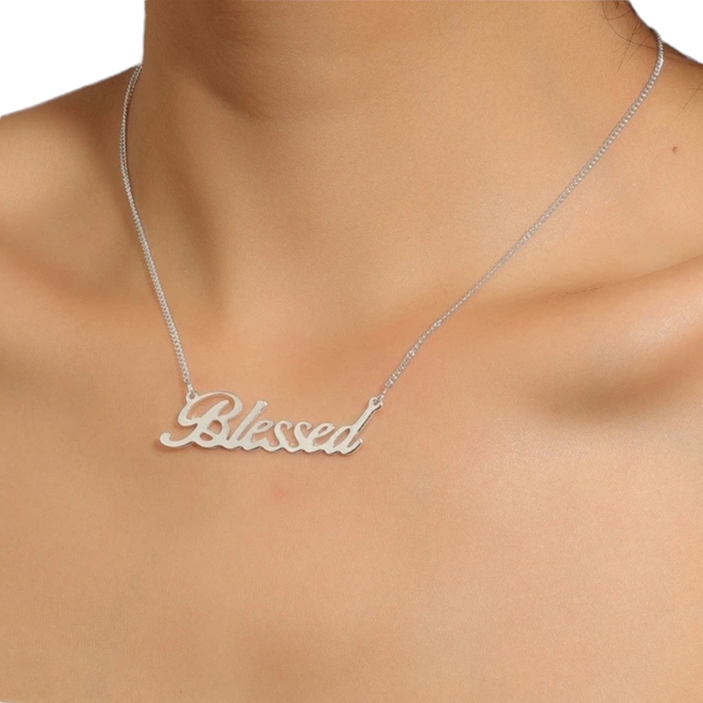 Silver Tone Blessed Adjustable Length Necklace - image 2